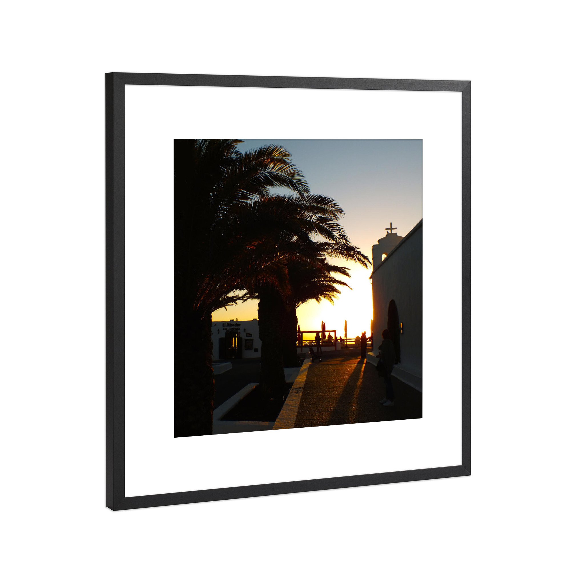 Poster mit Rahmen Schwarz (Metallic) "Canary Chapel Sunset" artboxONE - Reise,Reise / Länder