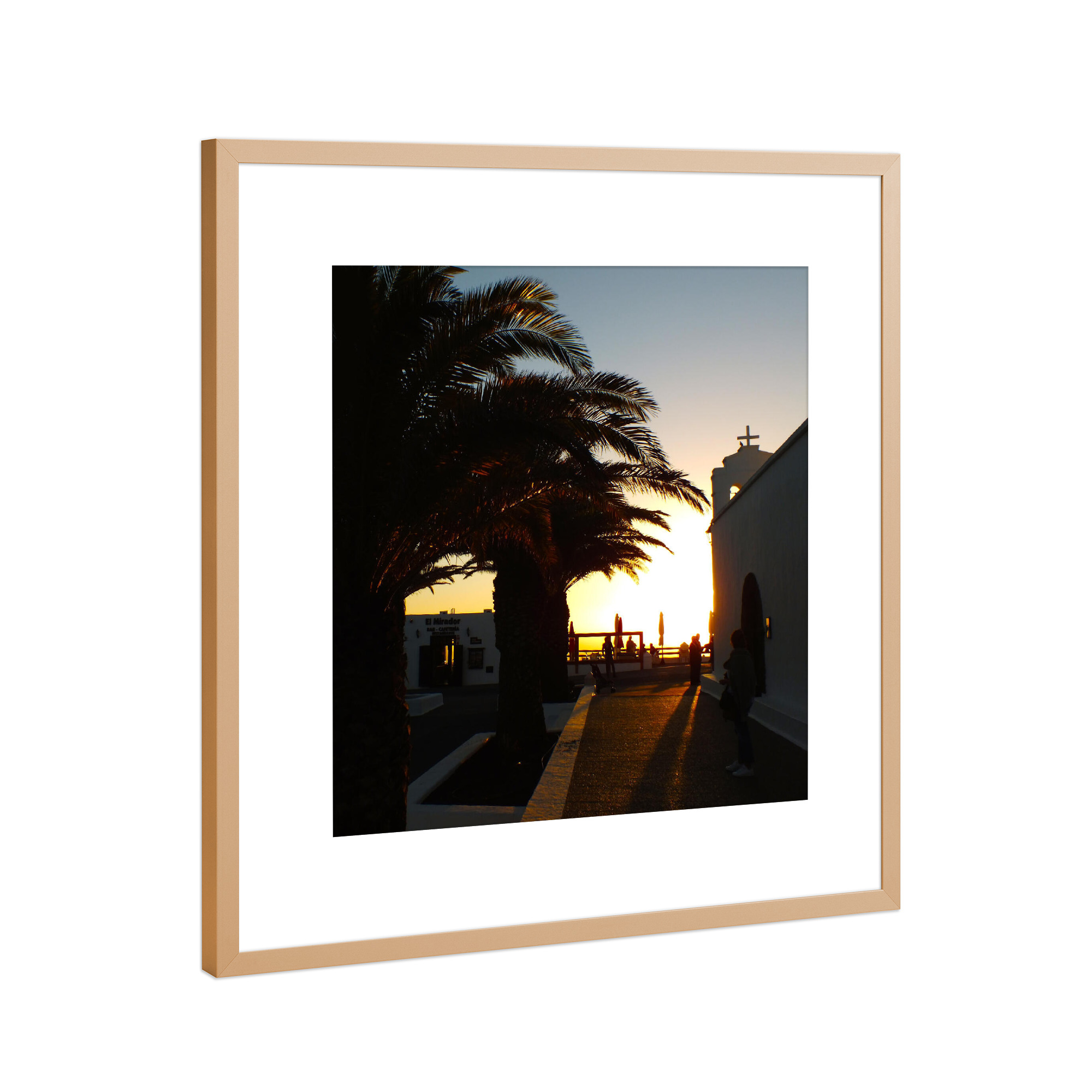 Poster mit Rahmen Kupfer "Canary Chapel Sunset" artboxONE - Reise,Reise / Länder