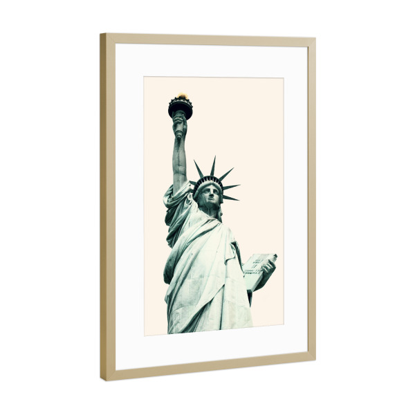 Poster mit Rahmen Gold "Freitheitsstatue, Liberty Island" artboxONE - Städte,Städte / New York,Reise,Reise / Länder