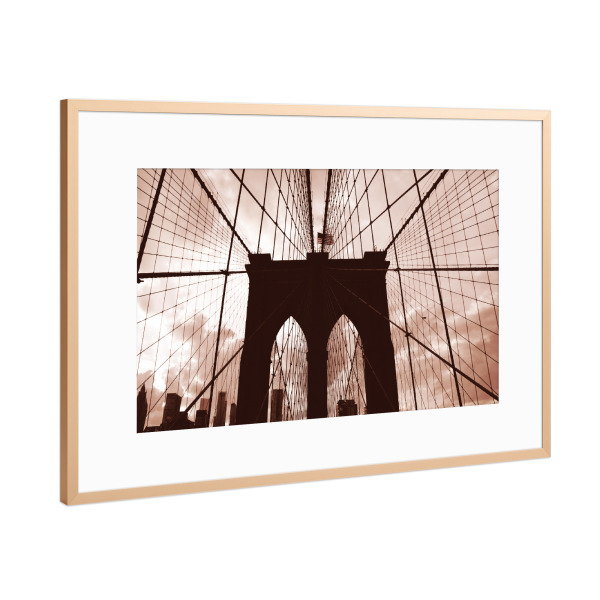 Poster mit Rahmen Kupfer "Brooklyn Bridge (sepia)" artboxONE - Städte / New York,Reise,Reise / Länder