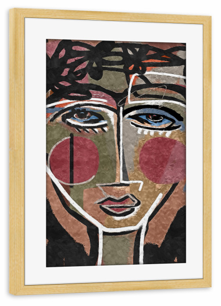 Poster mit Rahmen kiefer "Cubism Face" artboxONE - Abstrakt,Fiktion - Cubism face,Cubism,Face,Art,Abstract,Abstrakt,Formen,Bunt,Colorful