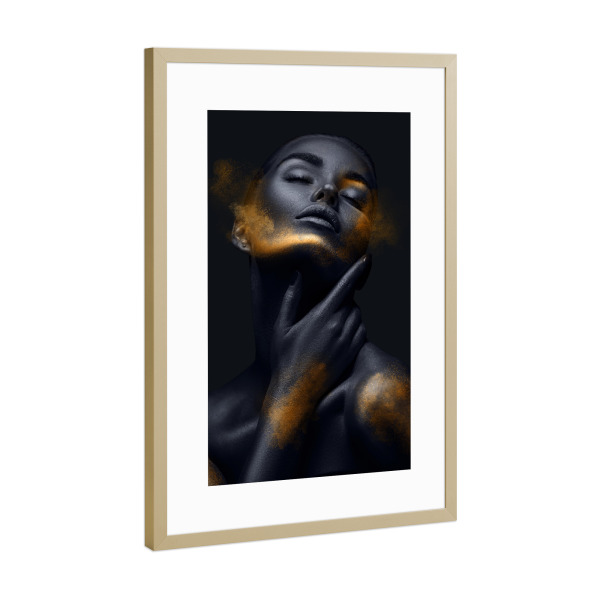 Poster mit Rahmen Gold "Spark Woman C" artboxONE - Menschen - Woman,Face,Female,Frau,Gesicht,Beauty,Schönheit