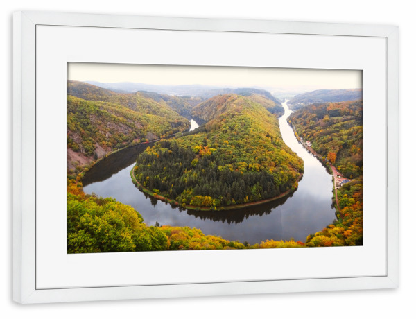 Poster mit Rahmen weiß "Saarschleife Mettlach" artboxONE - Natur,Reise,Reise / Länder