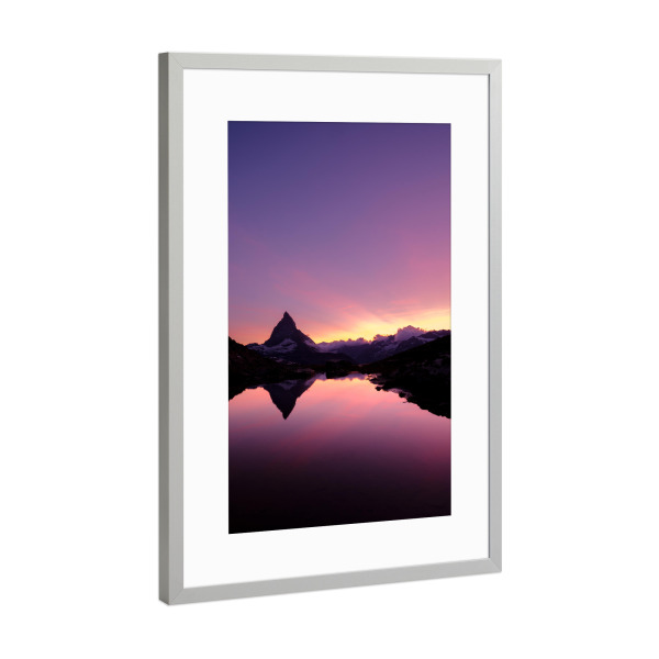 Poster mit Rahmen Silber "Vivid Riffelsee sunset" artboxONE - Natur,Reise / Länder