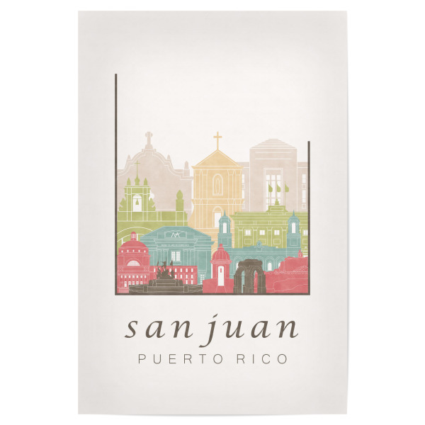 Poster "San Juan skyline pastel" artboxONE - Städte,Reise,Architektur,Kartografie