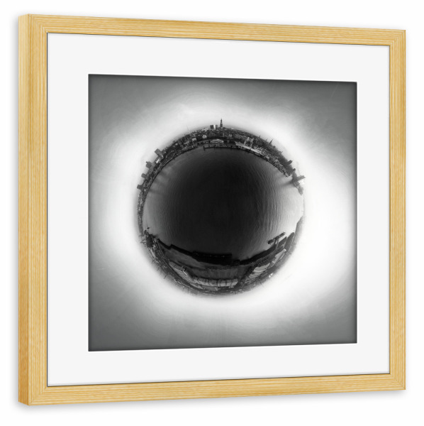 Poster mit Rahmen kiefer "Hamburg - Landungsbrücken B&W" artboxONE - Städte,Städte / Hamburg,Reise,Reise / Länder