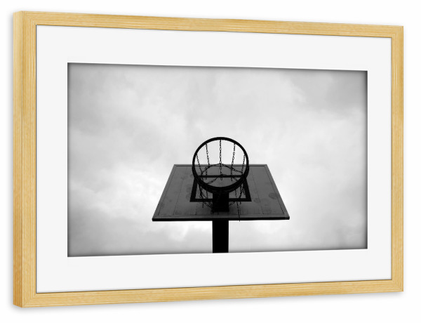 Poster mit Rahmen kiefer "Basket" artboxONE - Schwarzweiß,Architektur,Sport