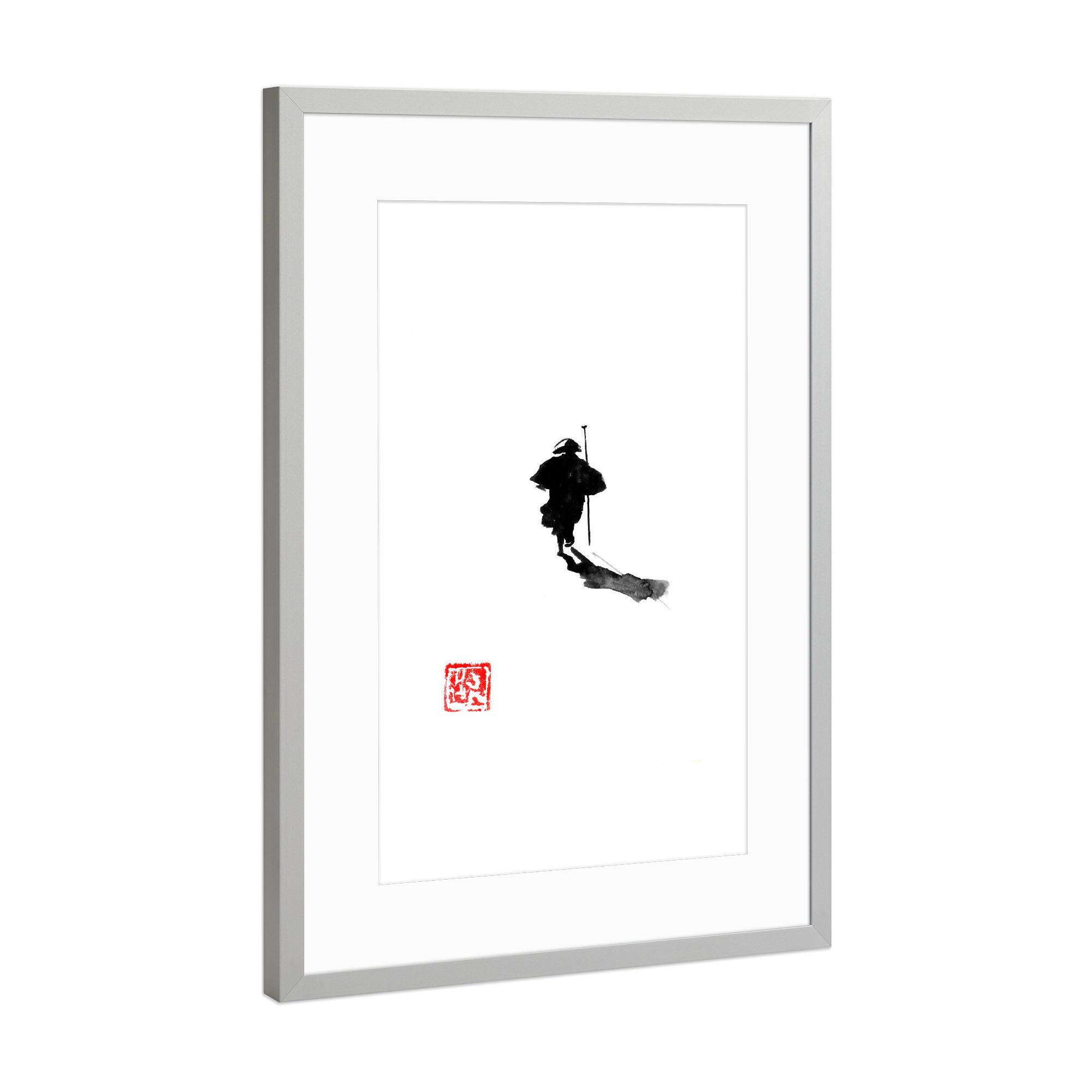 Poster mit Rahmen Silber "The big journey" artboxONE - Natur - Traveller,Sumie,Japan,Natur,Nature,Abstract,Abstrakt