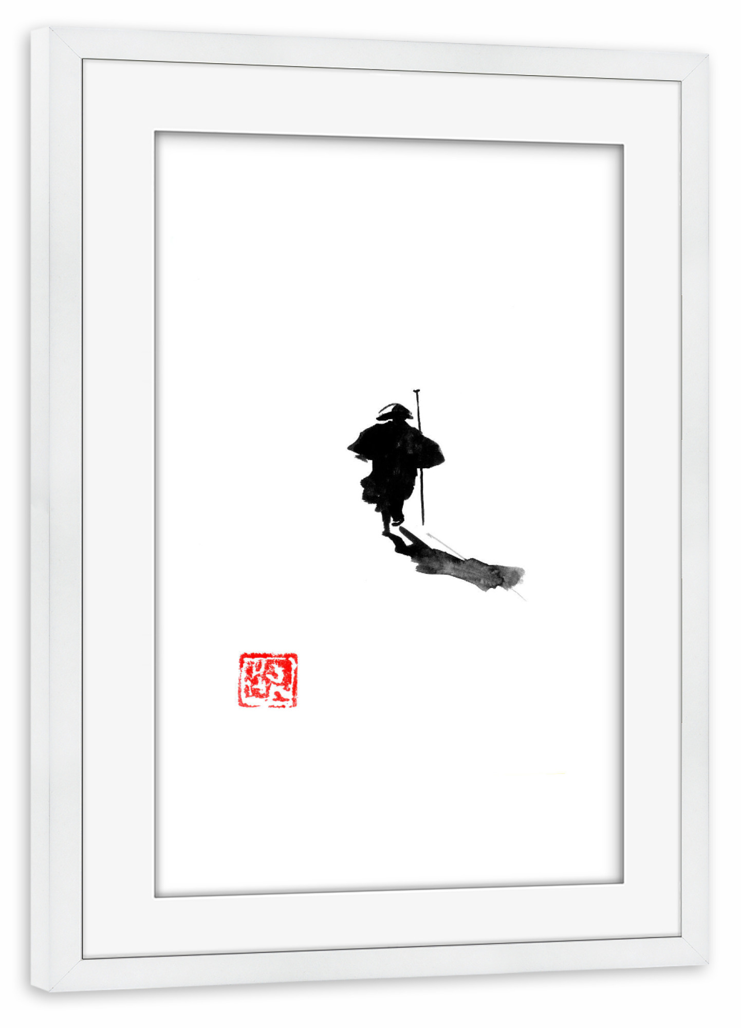 Poster mit Rahmen weiß "The big journey" artboxONE - Natur - Traveller,Sumie,Japan,Natur,Nature,Abstract,Abstrakt