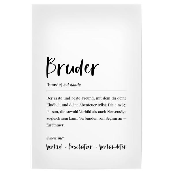 Poster "Bruder Definition Lexikon" artboxONE - Typografie,Menschen,Schwarzweiß