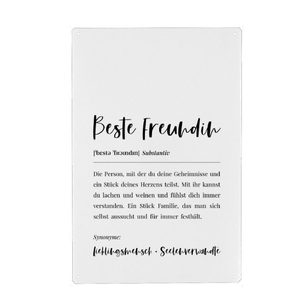 Holzbild "Beste Freundin Definition Lexikon" artboxONE - Typografie,Menschen,Schwarzweiß