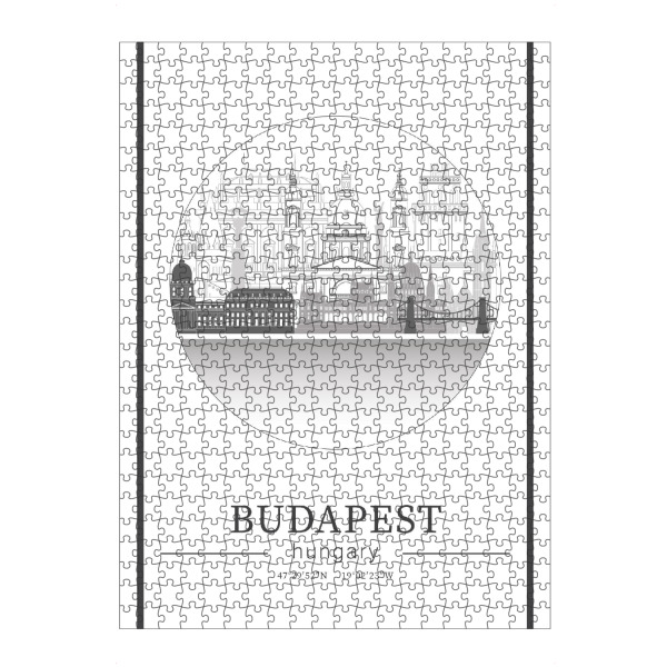 Puzzle Ravensburger "Budapest skyline line art circle" artboxONE - Städte,Reise,Architektur,Städte / Budapest,Kartografie