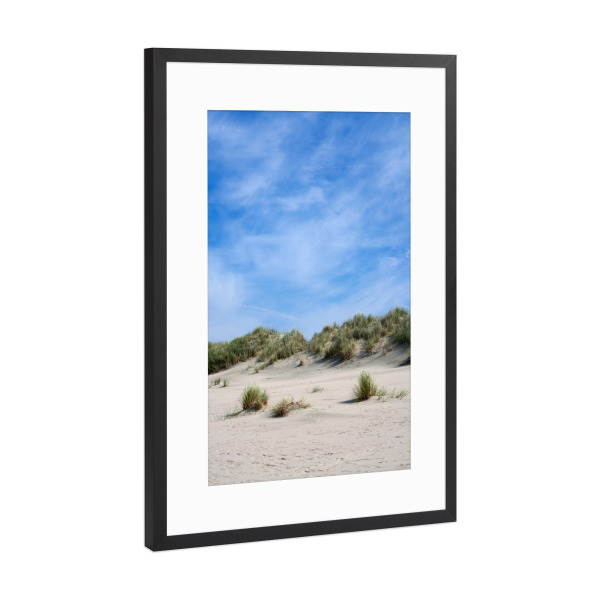 Poster mit Rahmen Schwarz (Metallic) "Dünengras am Strand auf Baltrum" artboxONE - Natur,Reise / Strand und Meer