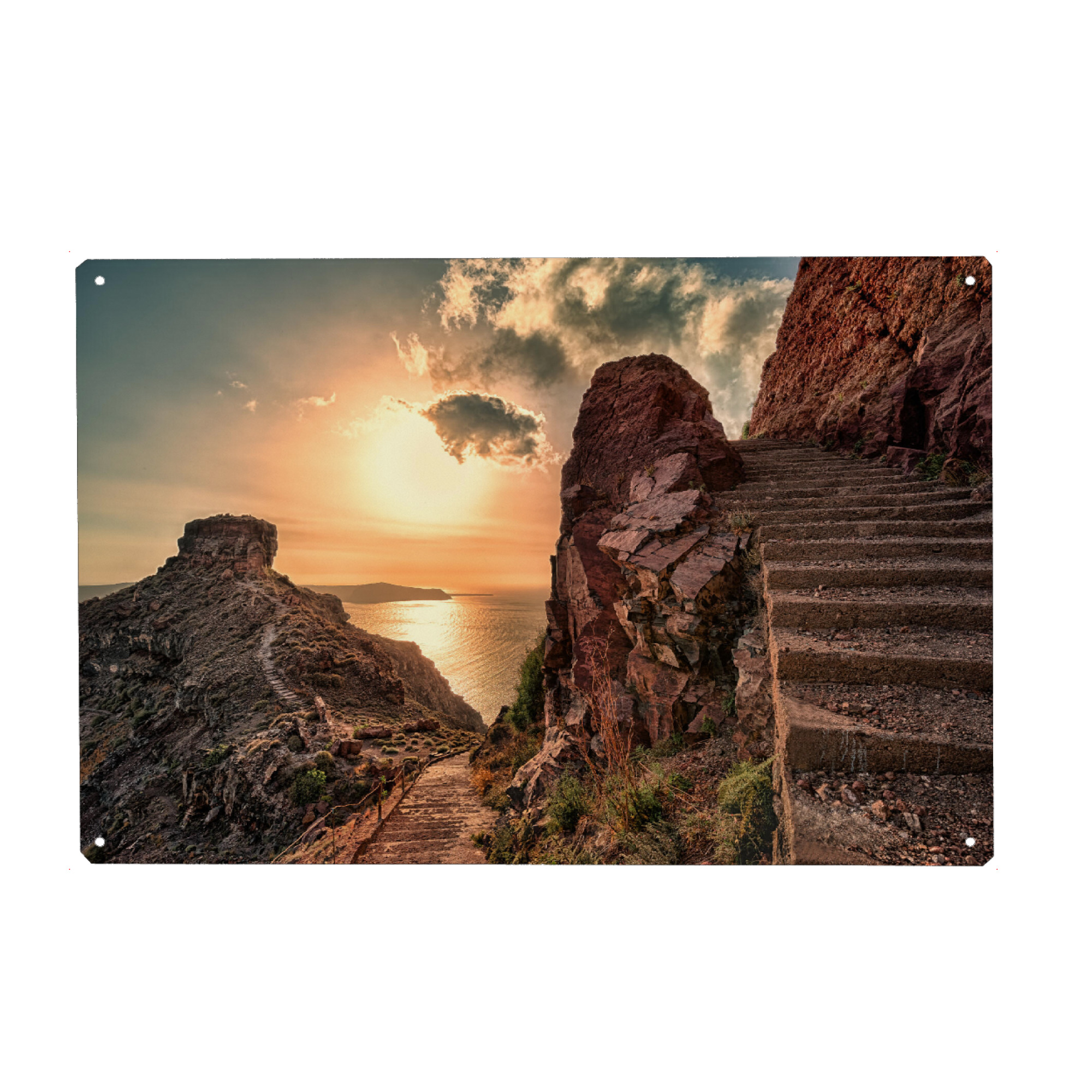 Metall Poster "Skaros Felsen - Santorini" artboxONE - Natur,Reise,Reise / Strand und Meer