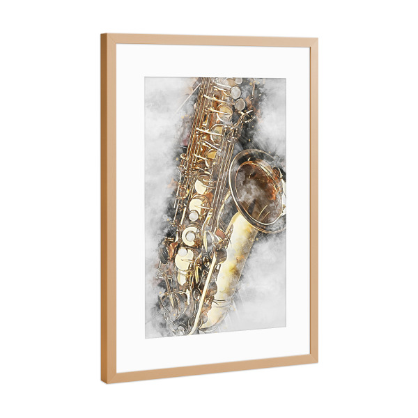 Poster mit Rahmen Kupfer "Saxophone (matart)" artboxONE - Musik - Saxophone,Woodwind,Instrument,Instruments,Jazz,Music,Musician,Orchestra,Band,Musik