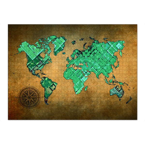 Puzzle Ravensburger "World map green and brown cartoon" artboxONE - Reise,Kartografie
