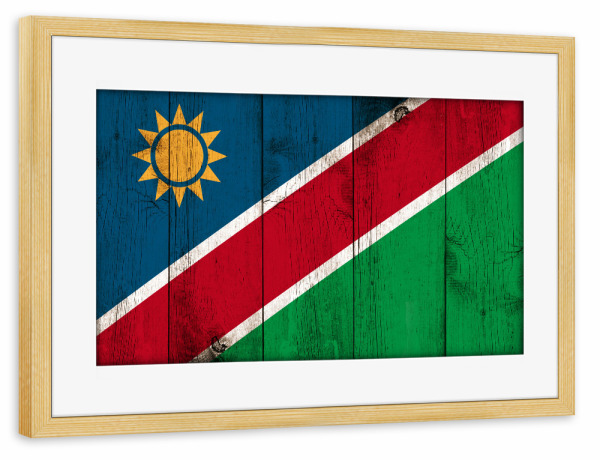 Poster mit Rahmen kiefer "Namibia Vintage Flag" artboxONE - Reise,Abstrakt,Reise / Afrika,Buchstaben / N