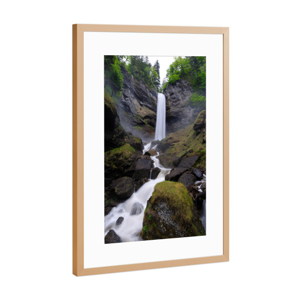 Poster mit Rahmen Kupfer "Berschnerfall waterfall, Berschis" artboxONE - Natur