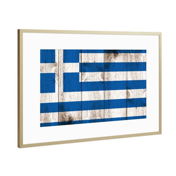 Poster mit Rahmen Gold "Greek Vintage Flag" artboxONE - Abstrakt,Reise / Länder