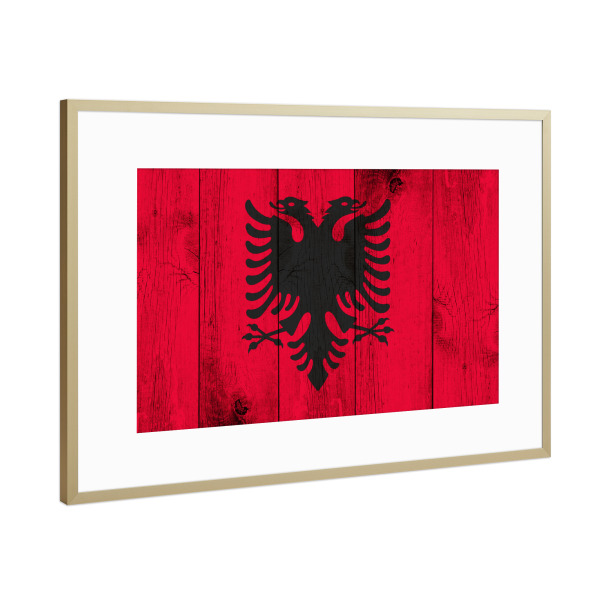 Poster mit Rahmen Gold "Albania Vintage Flag" artboxONE - Abstrakt,Reise / Länder,Buchstaben / A