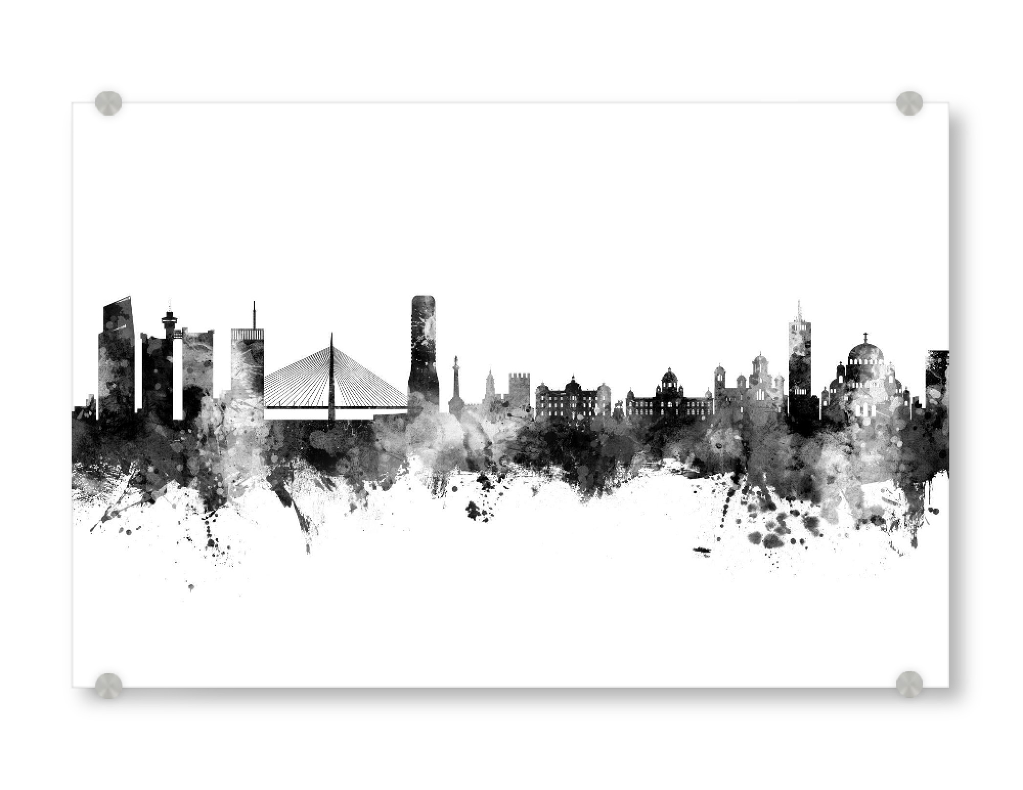 Acrylglasbild "Belgrade Serbia Skyline Black" artboxONE - Städte,Schwarzweiß