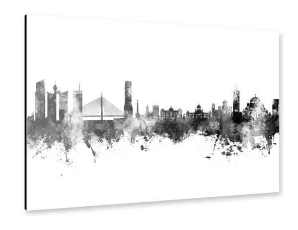 Alu-Dibond "Belgrade Serbia Skyline Black" 30x20 cm artboxONE