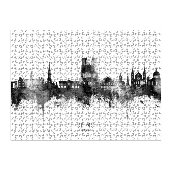 artboxONE Puzzle "Reims France Skyline BW Text" artboxONE - Städte,Schwarzweiß