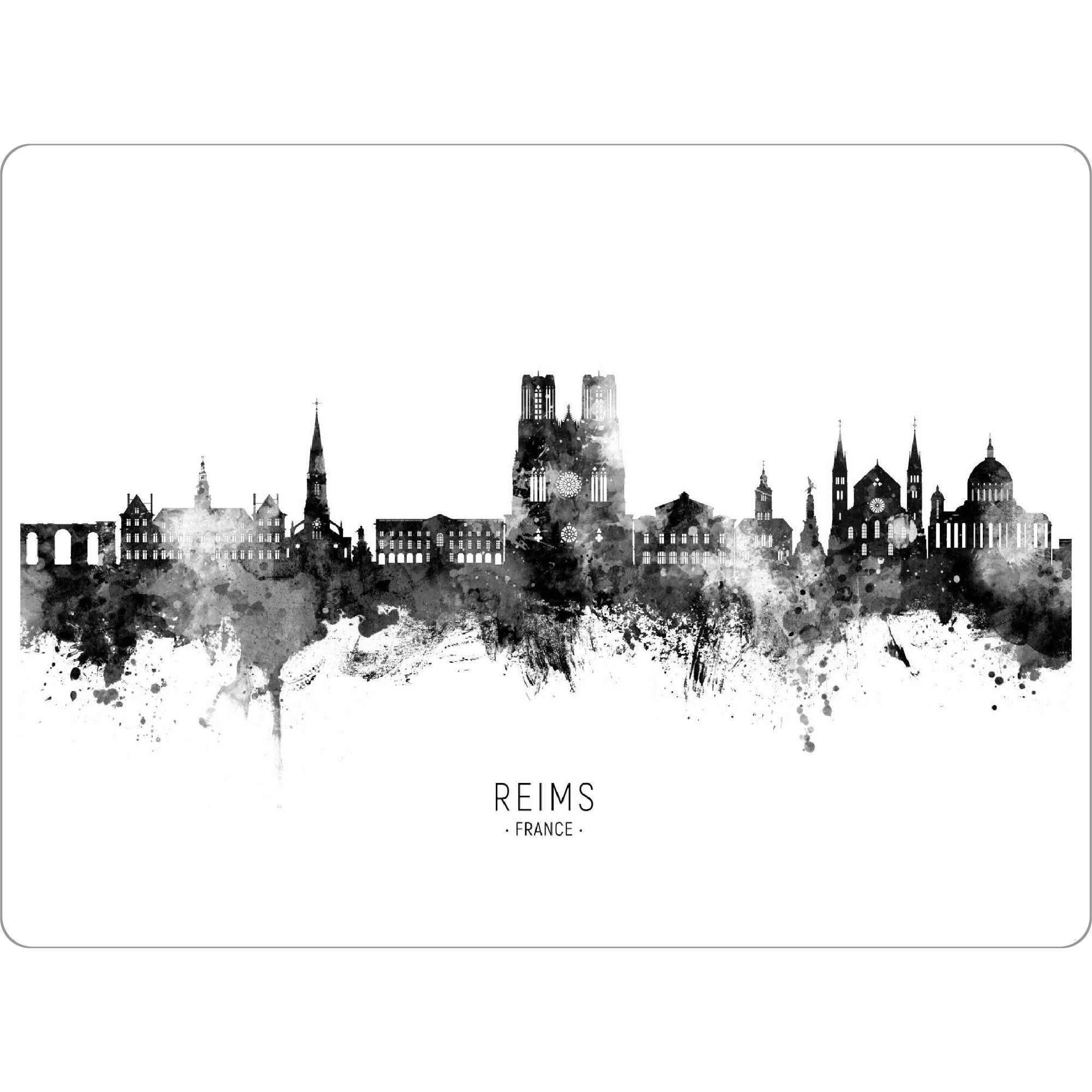 Tischset "Reims France Skyline BW Text" artboxONE - Städte,Schwarzweiß