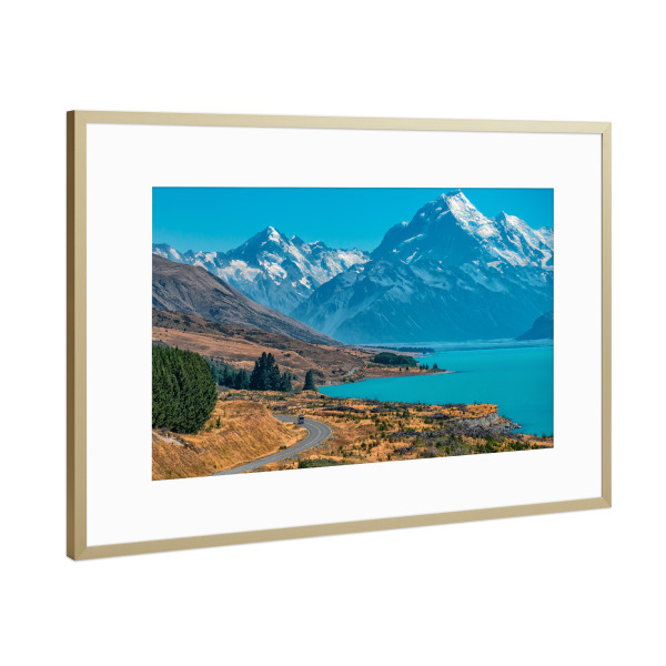Poster mit Rahmen Gold "Mount Cook, Neuseeland" artboxONE - Natur,Reise,Reise / Länder