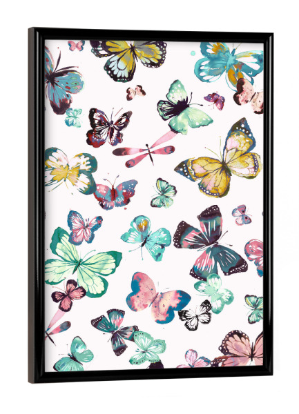 Poster mit schwarzem Rahmen "Watercolor Cute Butterflies Pastel" artboxONE - Natur,Tiere,Für Mama