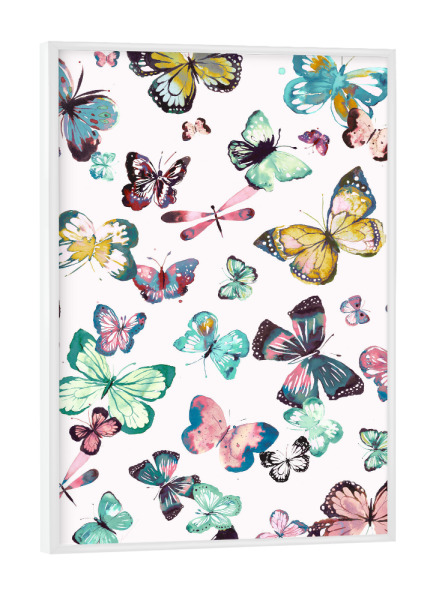 Poster mit weißem Rahmen "Watercolor Cute Butterflies Pastel" artboxONE - Natur,Tiere,Für Mama