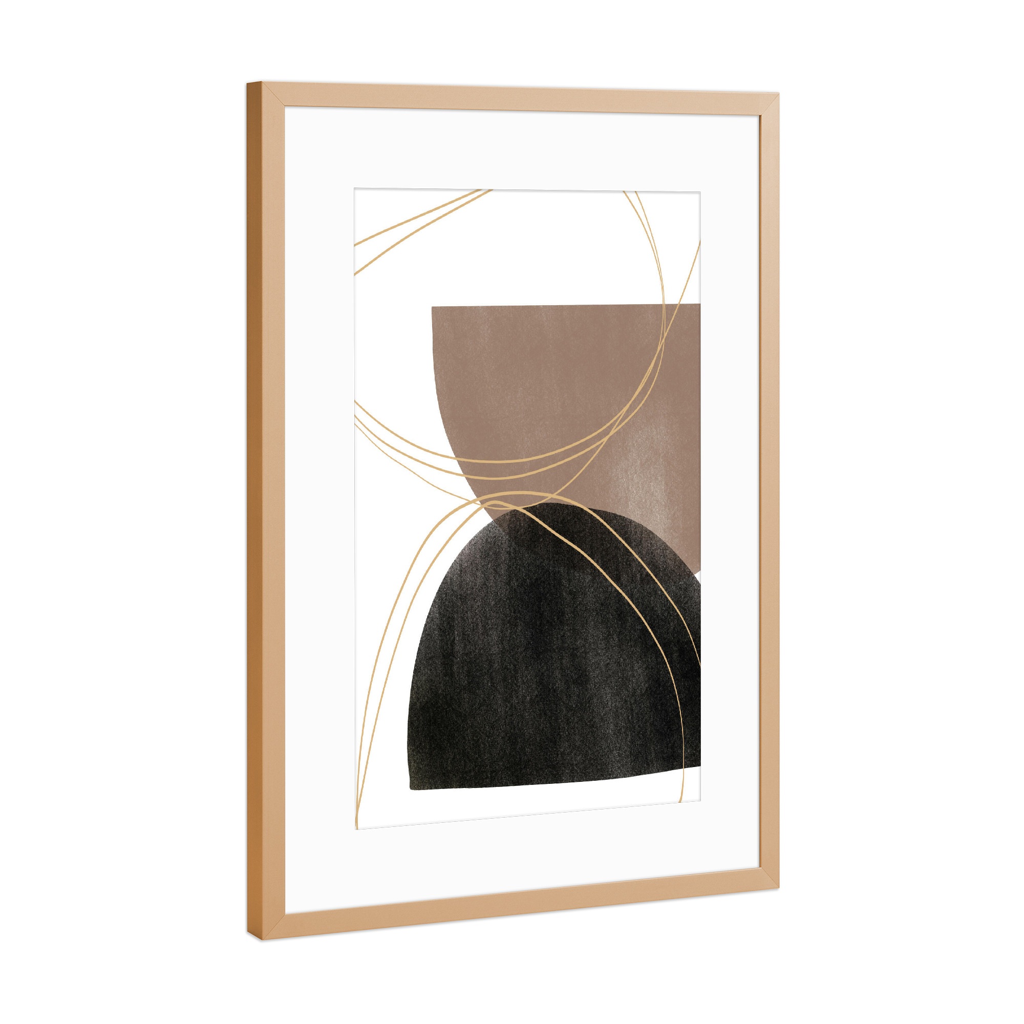 Poster mit Rahmen Kupfer "Black and Brown Semi Circle" artboxONE - Abstrakt,Geometrie