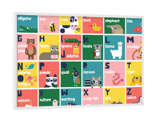 Poster mit weißem Rahmen "Animal Alphabet for Children" artboxONE - Für Kinder,Tiere,Buchstaben