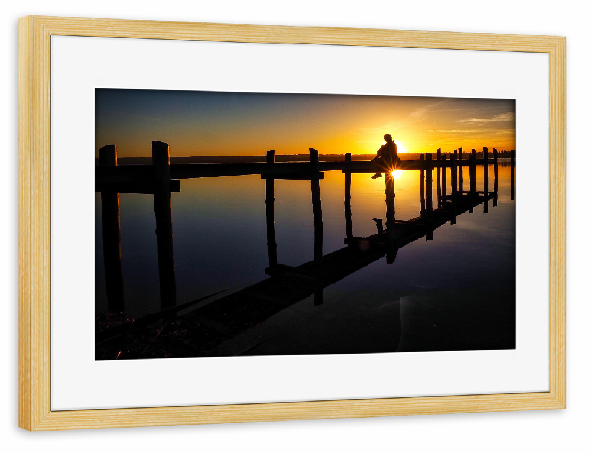 Poster mit Rahmen kiefer "Ruhe am See" artboxONE - Natur,Menschen