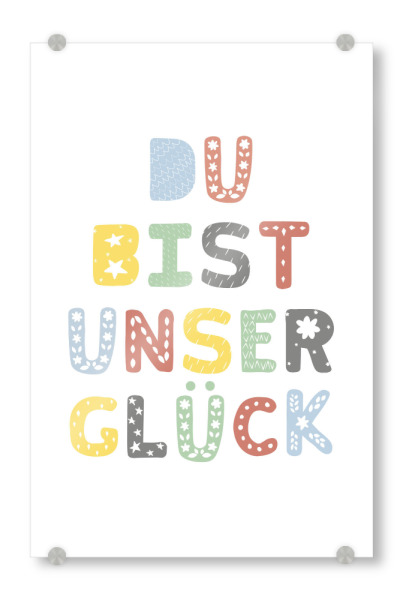 Acrylglasbild "Unser Glück" artboxONE - Typografie,Für Kinder,Liebe