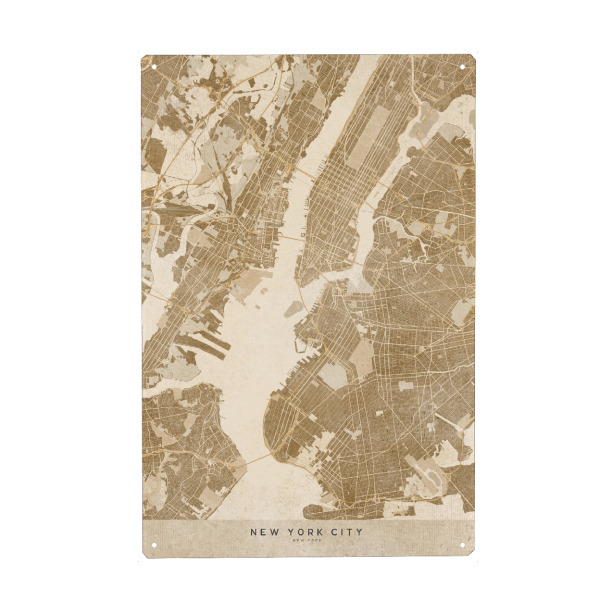 Holzbild "Sepia vintage map of New York" artboxONE - Kartografie - Sepia,Vintage,Map,New york,Usa,United states,Manhattan,Brown,Beige