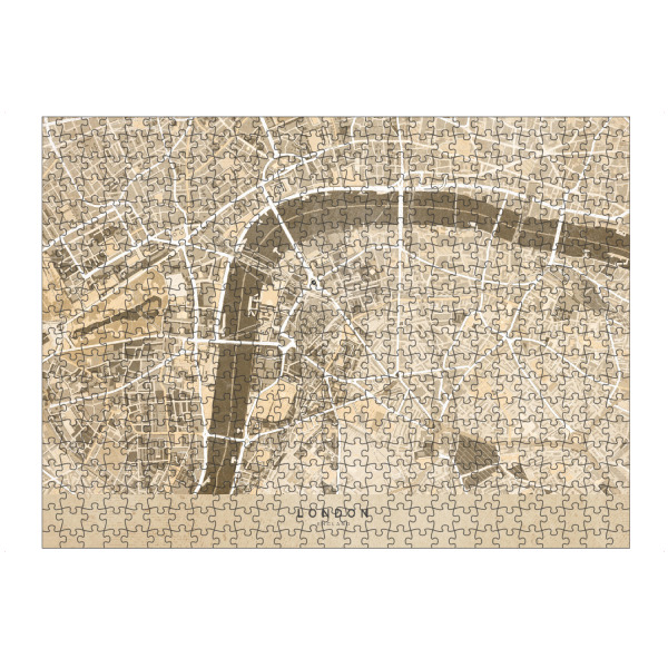 Puzzle Ravensburger "Sepia vintage map downtown London" artboxONE - Kartografie - Sepia,Vintage,London,Map,Karte,England,Distressed,Beige,Brown