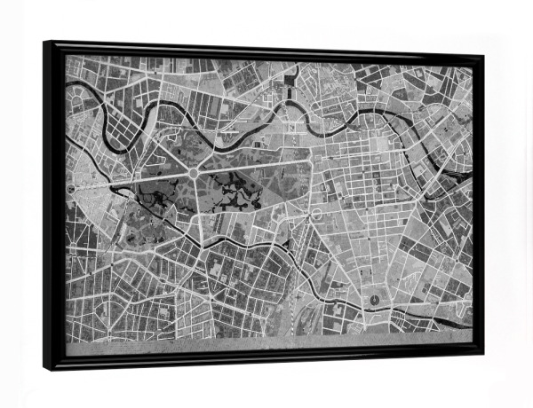 Poster mit schwarzem Rahmen "Gray vintage map of Berlin" artboxONE - Kartografie