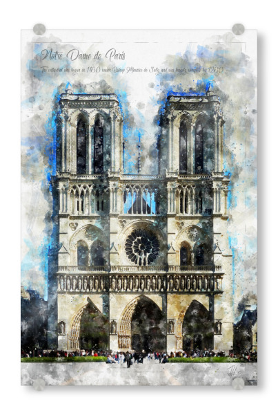 Acrylglasbild "Notre Dame Paris Aquarell" artboxONE - Reise,Architektur,Städte / Paris