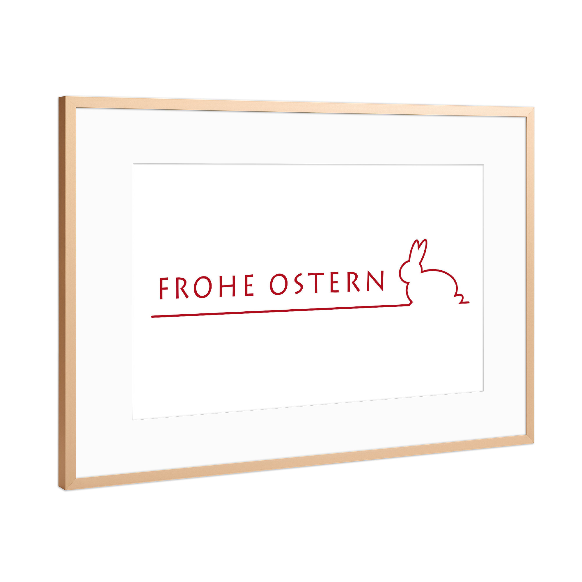Poster mit Rahmen Kupfer "Frohe Ostern, minimal Design" artboxONE - Für Kinder,Für Mama,Für Papa,Festivals
