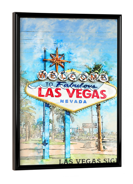 Poster mit schwarzem Rahmen "Las Vegas Sign Sketch" artboxONE - Städte,Reise,Architektur