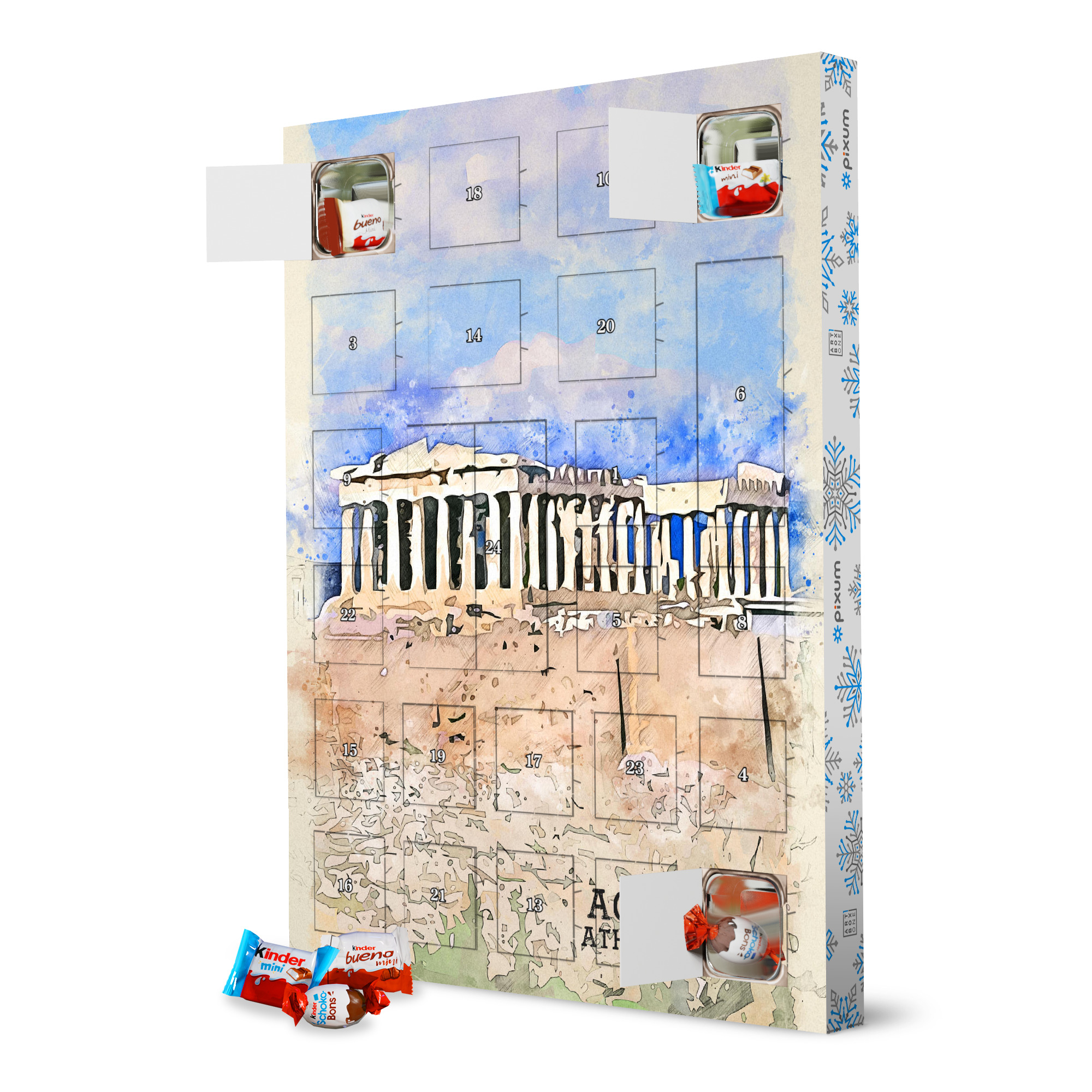 Adventskalender XXL mit Produkten von Kinder Akropolis Sketch artboxONE Adventskalender Architektur