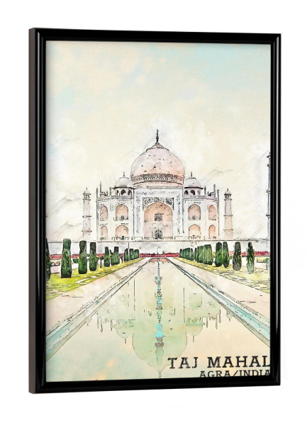 Poster mit schwarzem Rahmen "Taj Mahal Sketch" artboxONE - Architektur