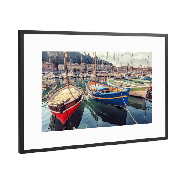 Poster mit Rahmen Schwarz (Metallic) "Harbor in Nice" artboxONE - Städte,Reise,Reise / Länder,Städte / Weitere