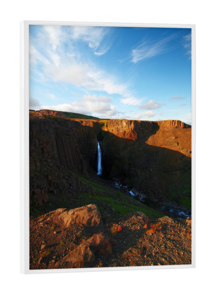 Poster mit weißem Rahmen "Litlanesfoss Wasserfall in Island" artboxONE - Natur,Reise,Reise / Länder