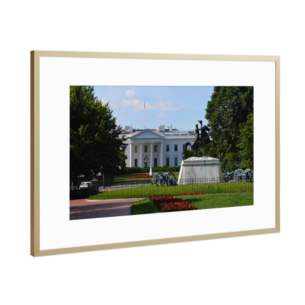 Poster mit Rahmen Gold "The White House at Washington" artboxONE - Reise,Reise / Länder,Städte / Washington