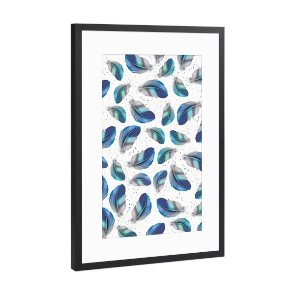 Poster mit Rahmen Schwarz (Metallic) "Feder Tanz" artboxONE - Natur,Abstrakt