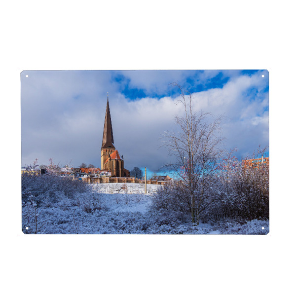 Holzbild "Petrikirche im Winter" artboxONE - Natur,Reise,Architektur,Städte / Weitere