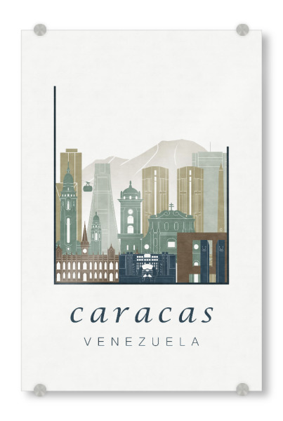 Acrylglasbild "Caracas skyline light blue" artboxONE - Städte,Reise,Architektur,Kartografie