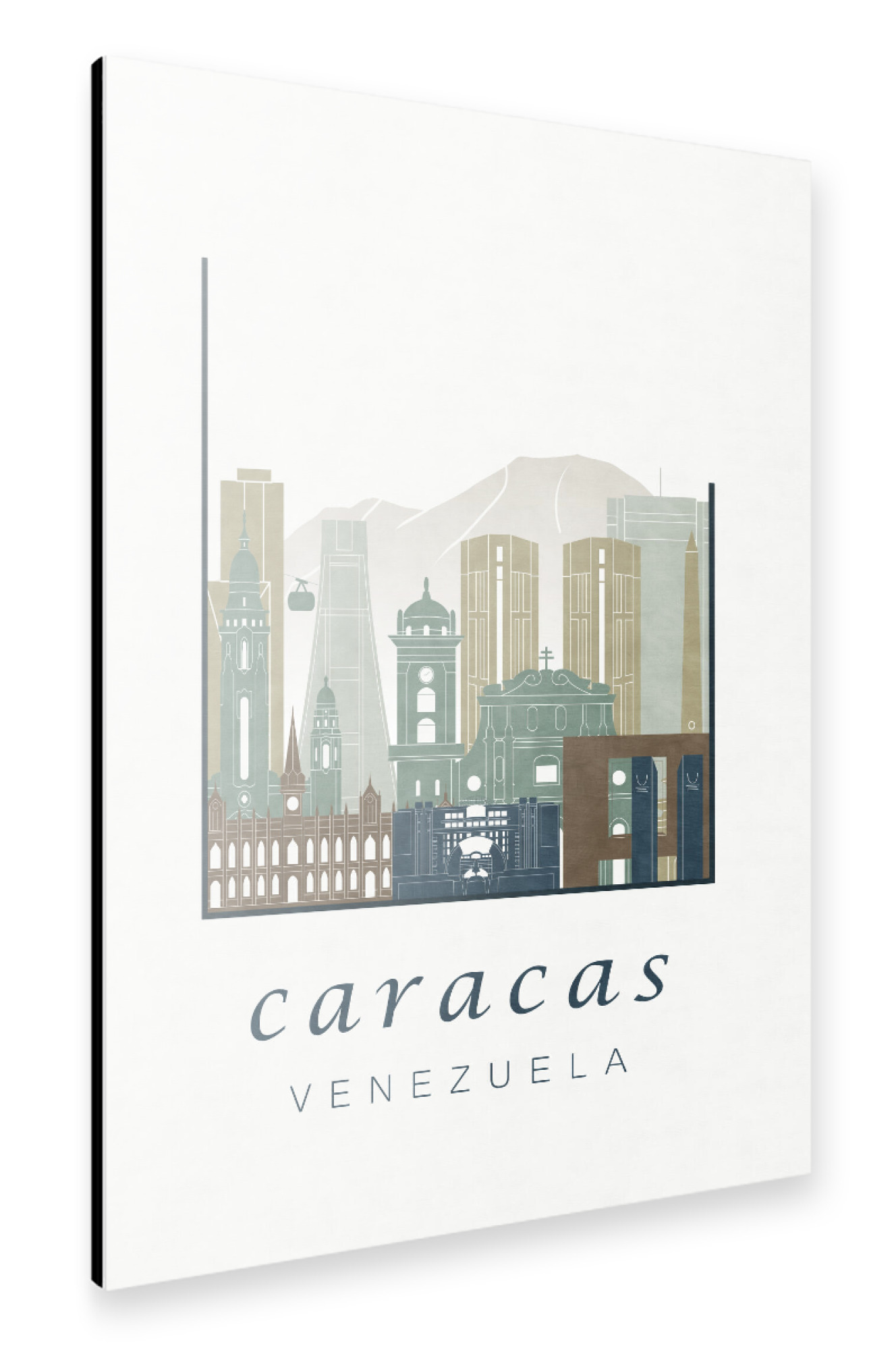 Alu-Dibond "Caracas skyline light blue" 30x20 cm artboxONE
